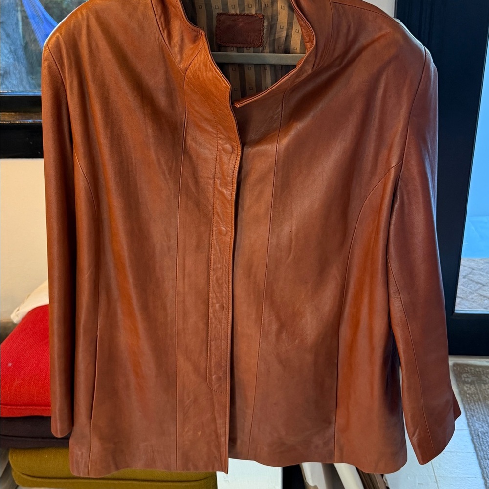 Elegant Brown Leather Jacket for Women 2X